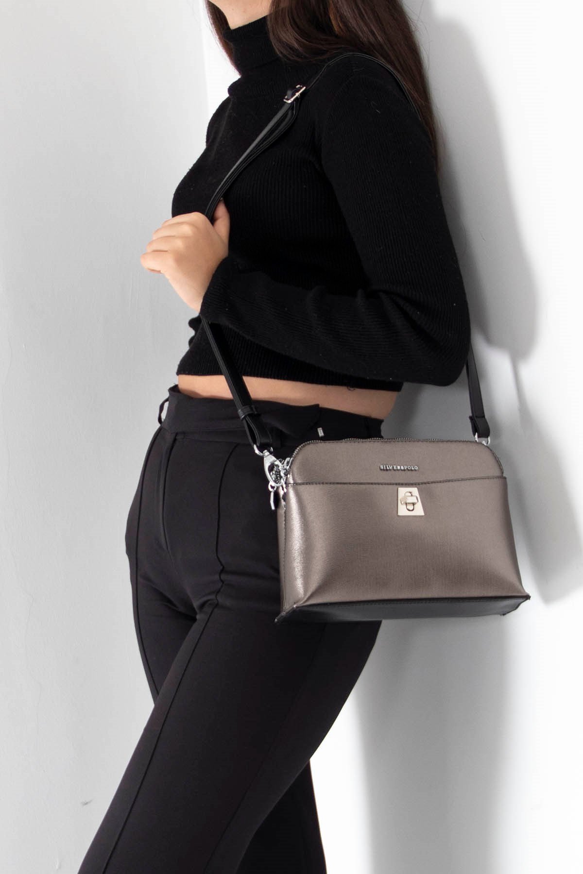 SİLVER POLO KADIN ÇAPRAZ ÇANTA 623 M105 17506 PLATİN NİX SİYAH
