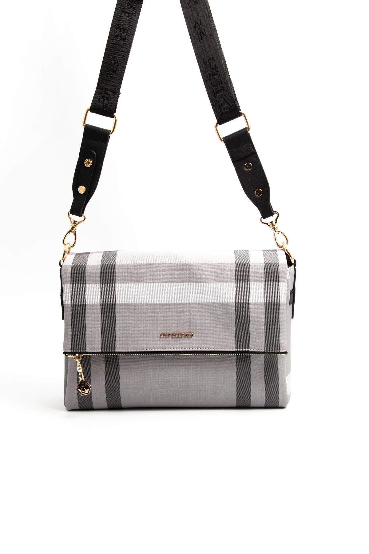 SİLVER POLO TEK BÖLMELİ KADIN ÇAPRAZ ÇANTA 963 MK84 45422 GRİ MAT SİYAH