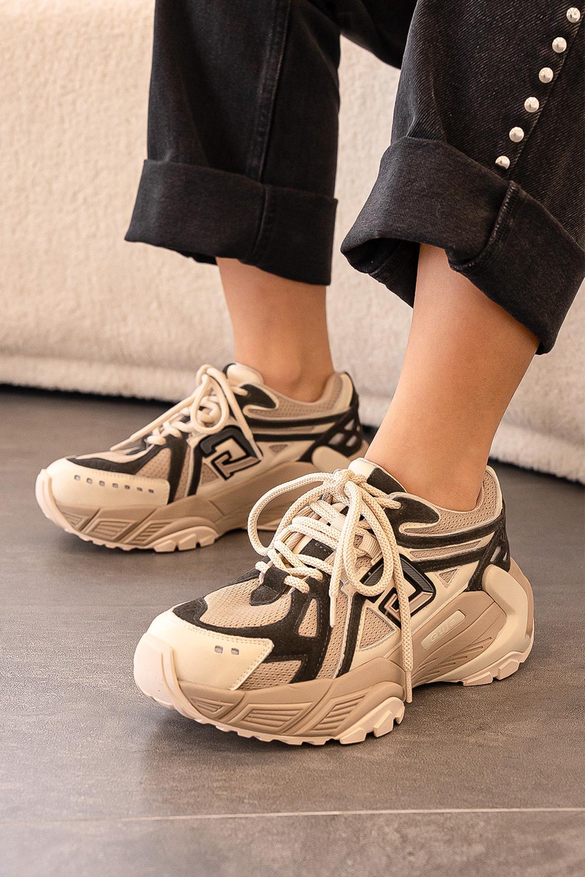 MONİCA GUJA İTHAL ÖZEL SERİ ÖZEL TABAN HAKİKİ DERİ KADIN SPOR AYAKKABI BEJ