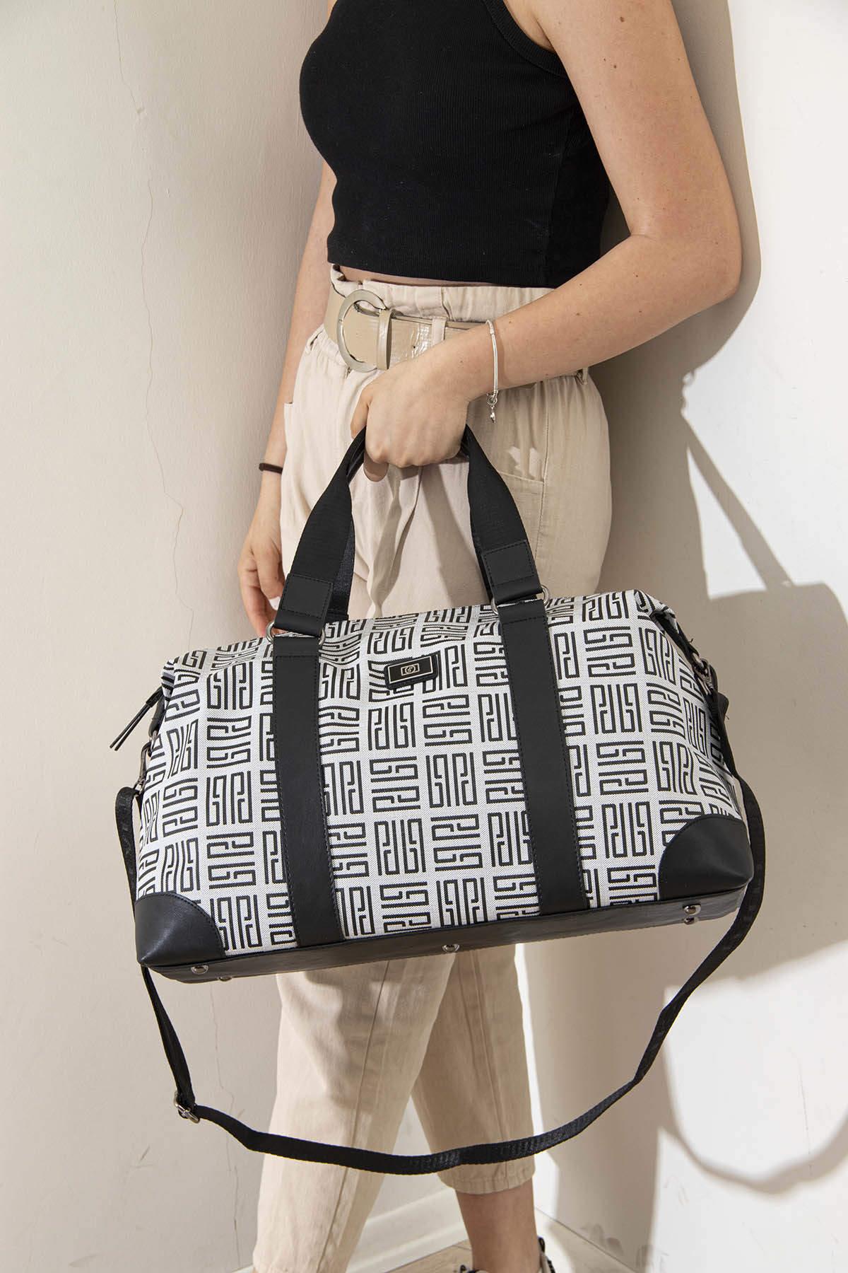 SİLVER POLO SEYAHAT ÇANTASI 873 42296 BEYAZ MAT SİYAH