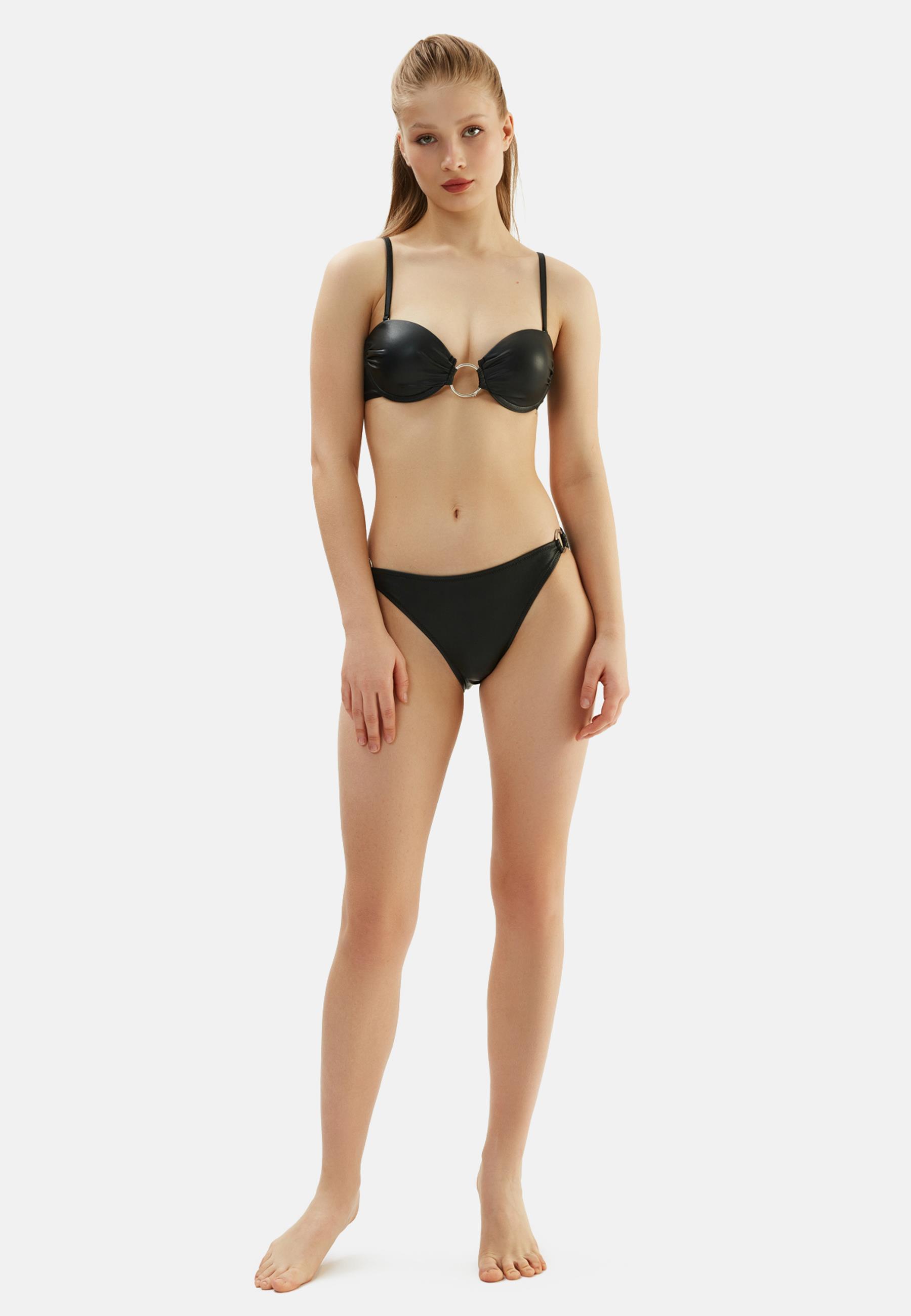 mayostoreErosKaplı Bikini ModelleriEros Ortası Halkalı Kaplı Straplez Bikini Takım Siyah 2040ESBK