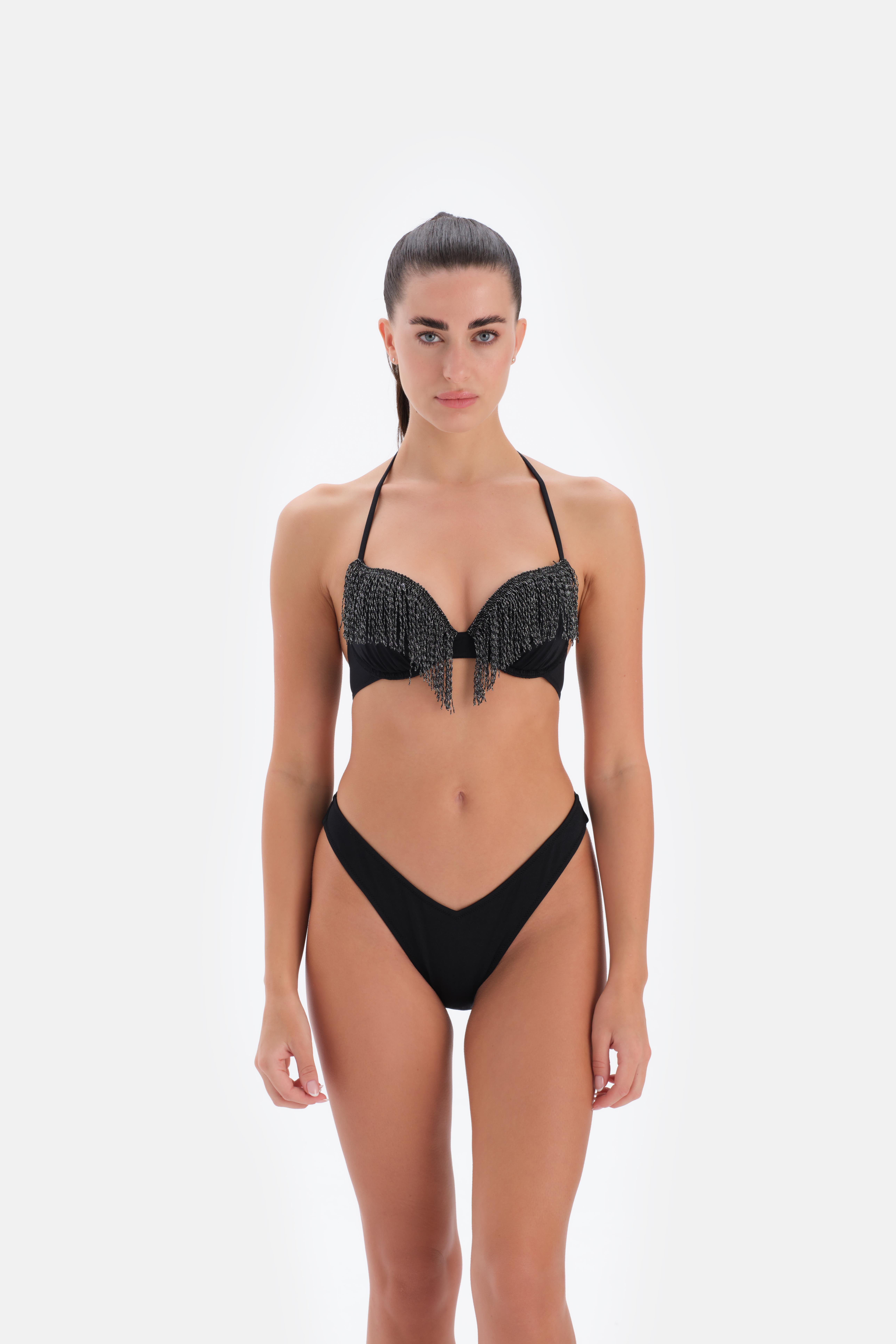 mayostoreErosKaplı Bikini ModelleriEros Püskül Detaylı Dolgulu Bikini Takımı Siyah 3332BK