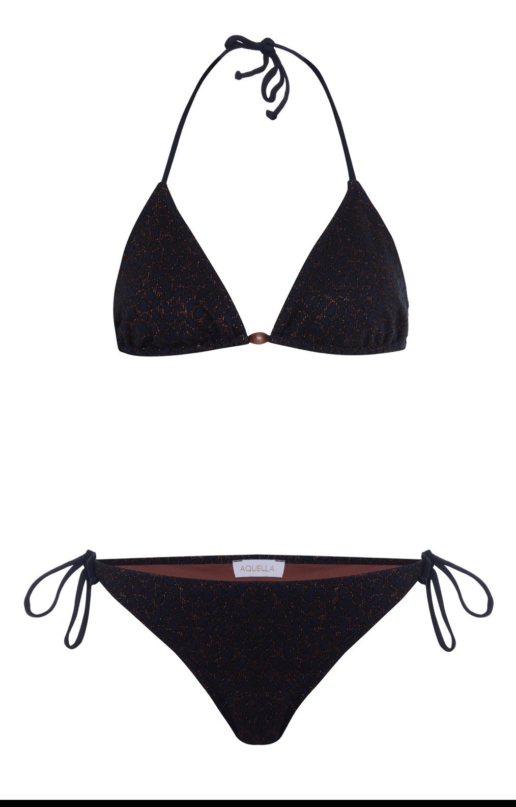 mayostoreaquellaÜçgen Bikini ModelleriAquella Kahverengi Sim Deataylı Dokulu Üçgen Bikini Takımı Lacivert 210-1432