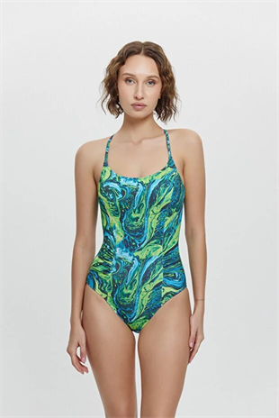 mayostoreLouren MayoMayo ModelleriLouren İnce Askılı Sırtı Çapraz Mayo Desenli M12050