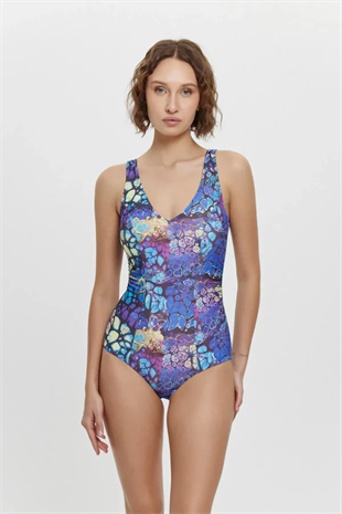 mayostoreLouren MayoMayo ModelleriLouren V Yaka Toparlayıcı Kuplu Mayo Desenli M12008