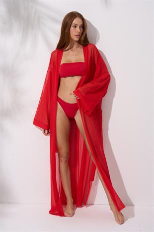 mayostorePierre CardinPAREOPierre Cardin Bağlamalı Uzun Kaftan Tunik Kırmızı 241812