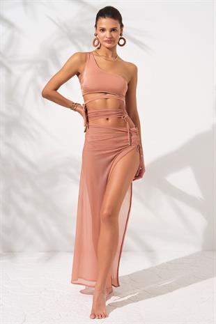 mayostorePierre CardinPAREOPierre Cardin Yırtmaçlı Tül Tek Etek Bronz 231807