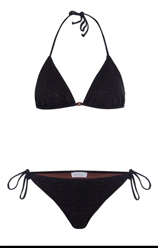 mayostoreaquellaÜçgen Bikini ModelleriAquella Kahverengi Sim Deataylı Dokulu Üçgen Bikini Takımı Lacivert 210-1432