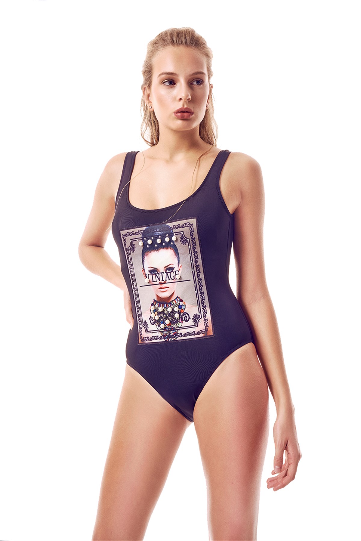 mayostoreBonestaMayo ModelleriBonesta Boncuklu Vintage Siyah Mayo