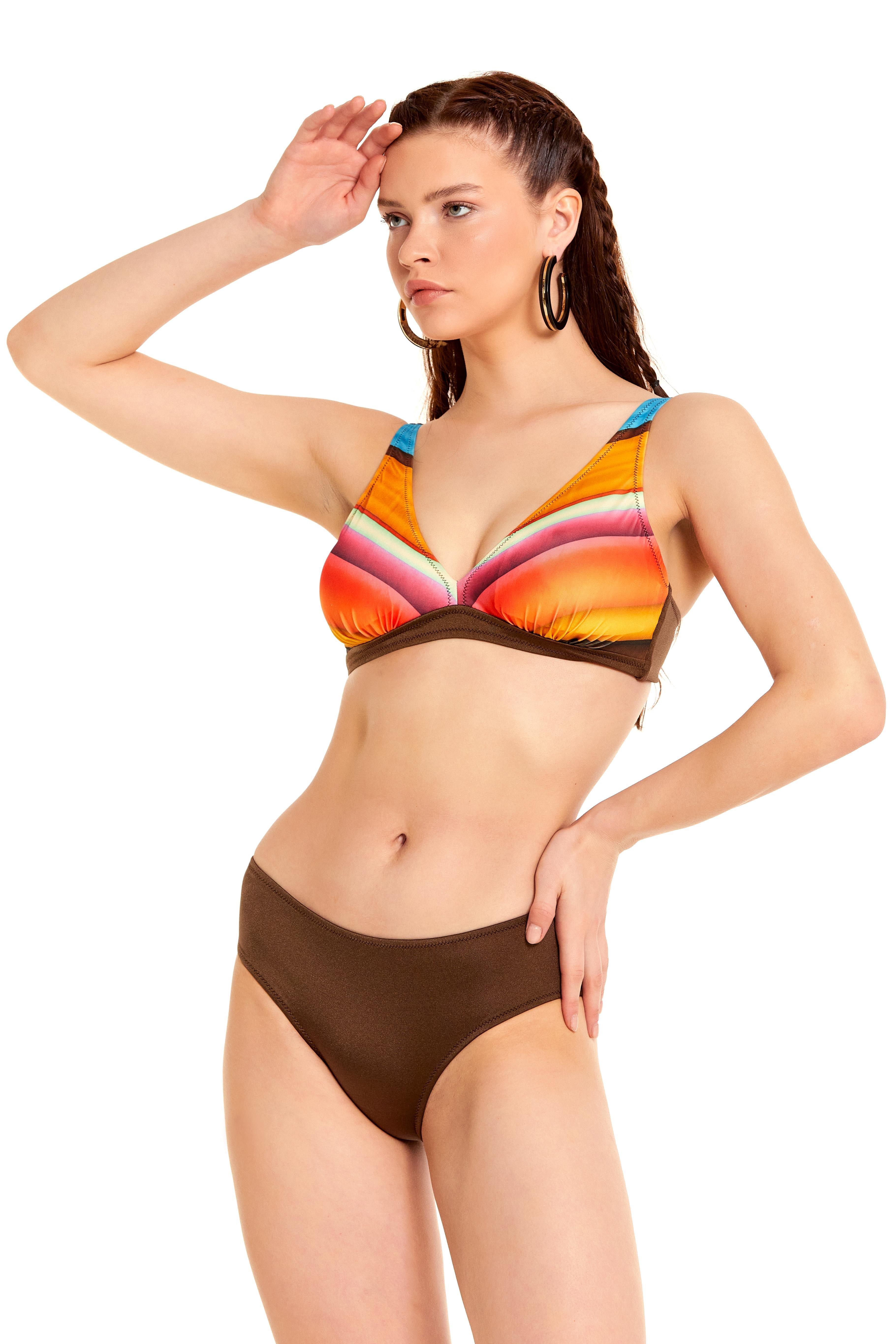 mayostoreArgentoToparlayıcı Bikini ModelleriArgento Yeni Sezon Toparlayıcı Geniş Üçgen Bikini Takımı Desenli