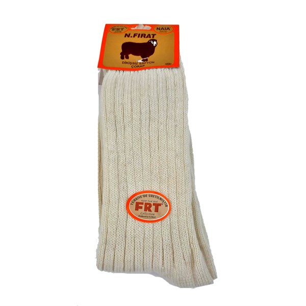 Frt Kırık Beyaz Dikişsiz Safyün Çorap - AKBAK0350