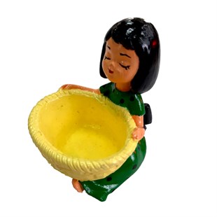 Akbak Yeşil Elbiseli Kahve Yanı Lokumluk Kız Biblo 7x5