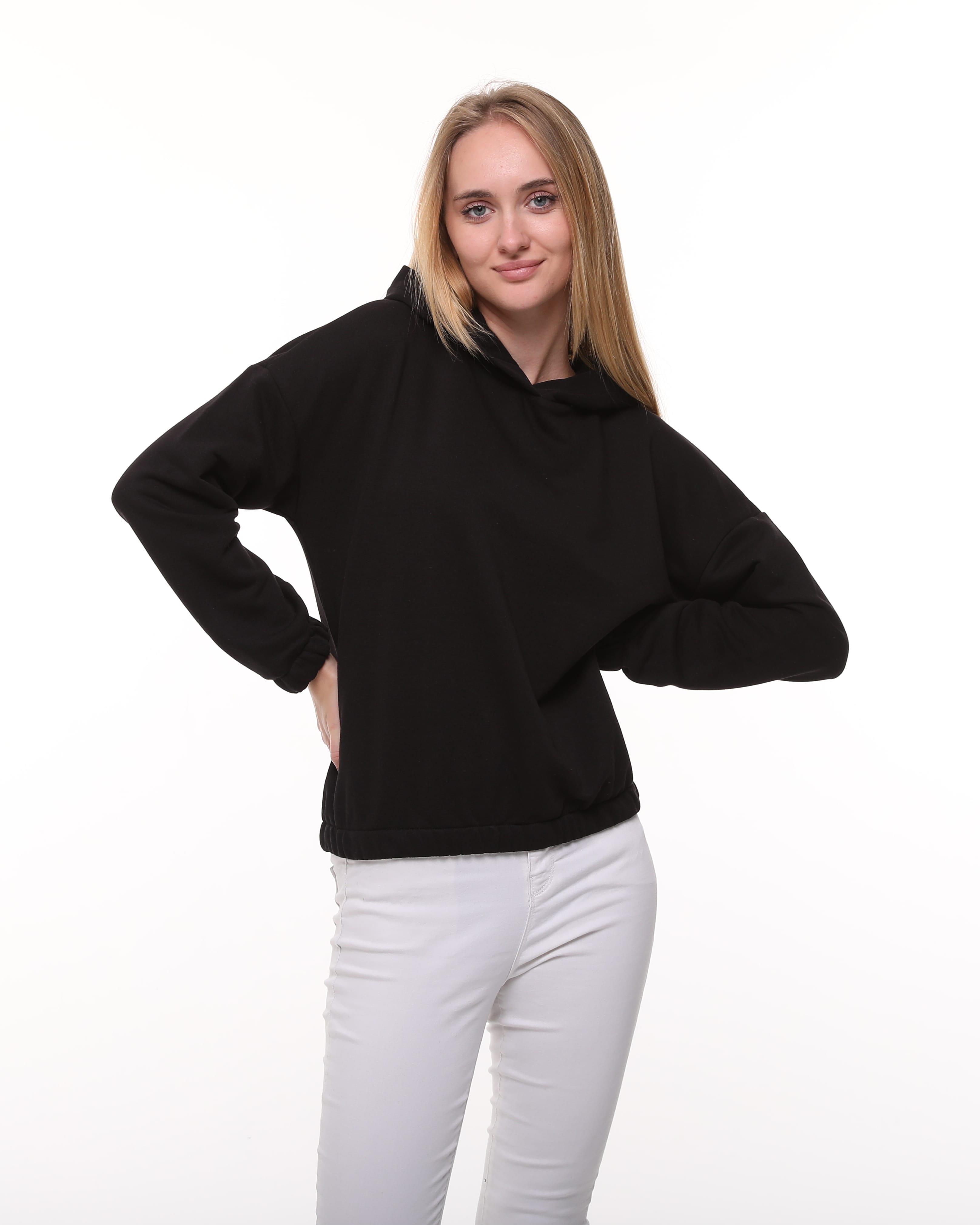 Kadın Siyah Renk Kapüşonlu Sweatshirt