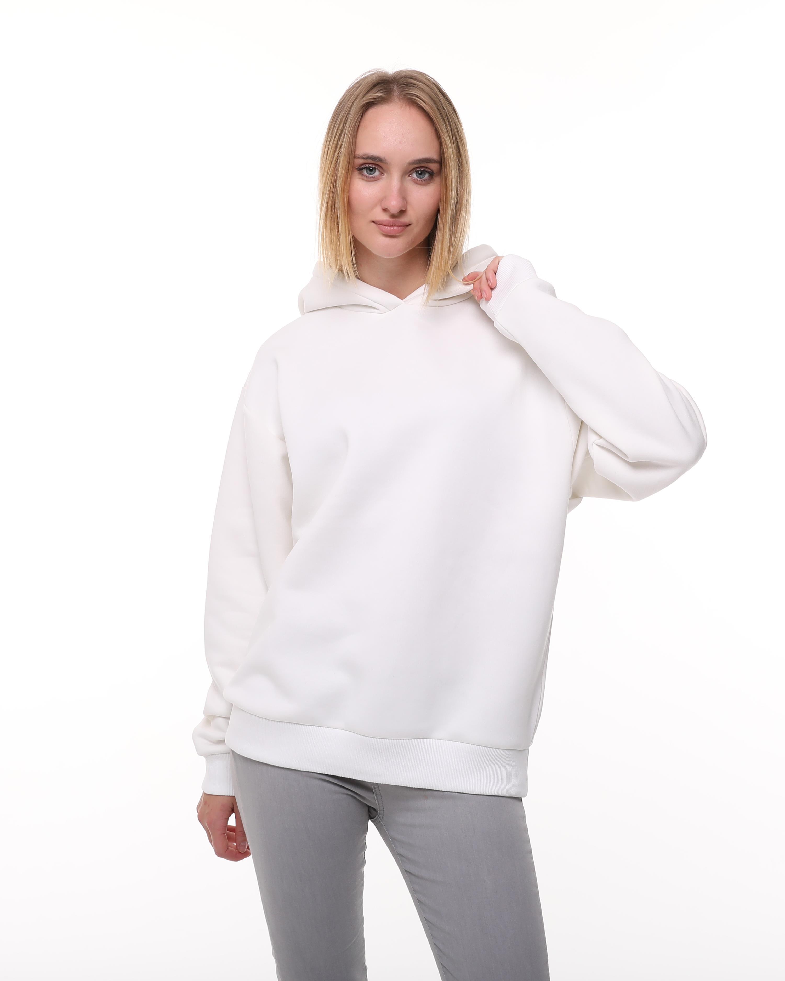 Beyaz Oversize Şardonlu Sweatshirt