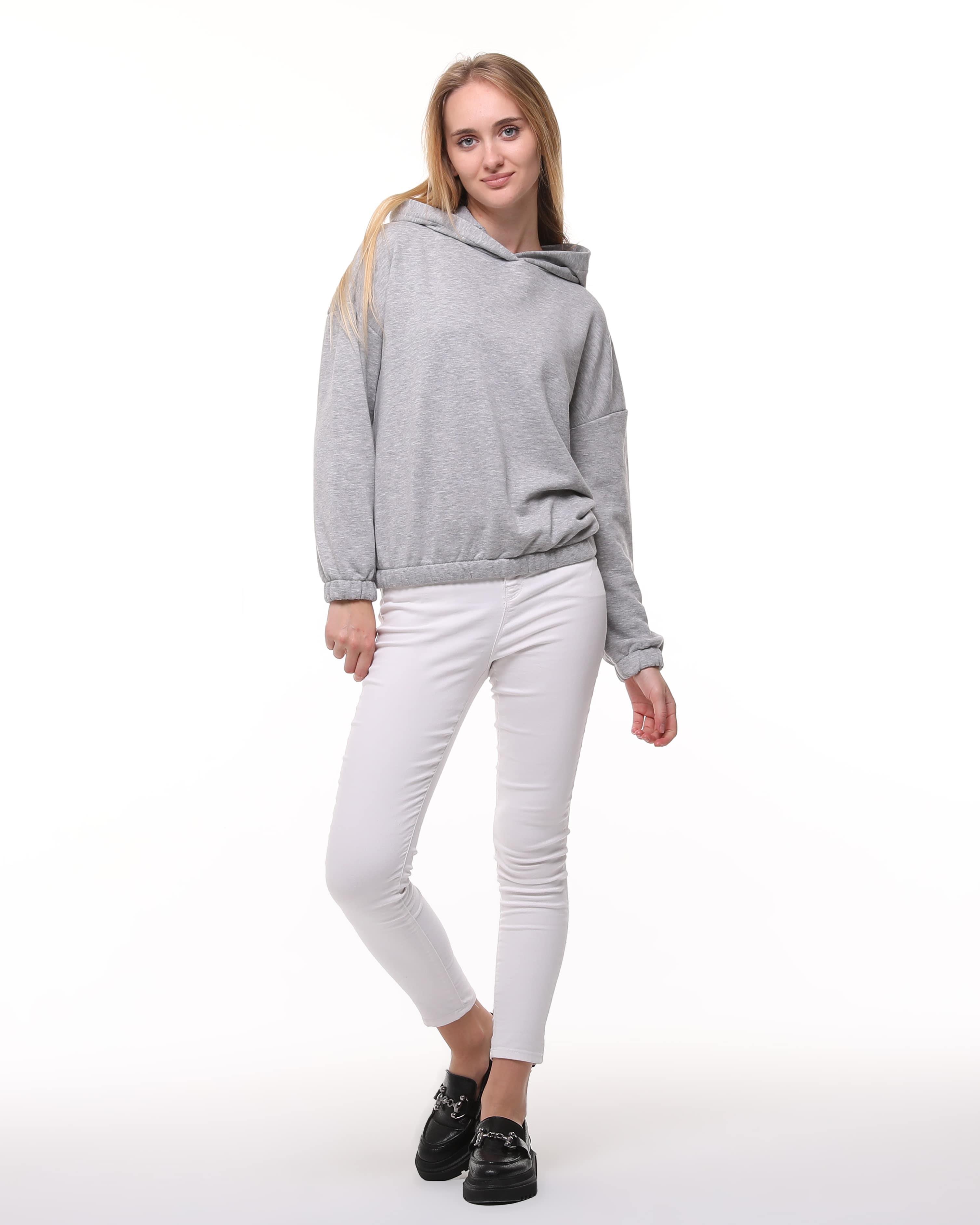 Kadın Gri Renk Kapüşonlu Sweatshirt