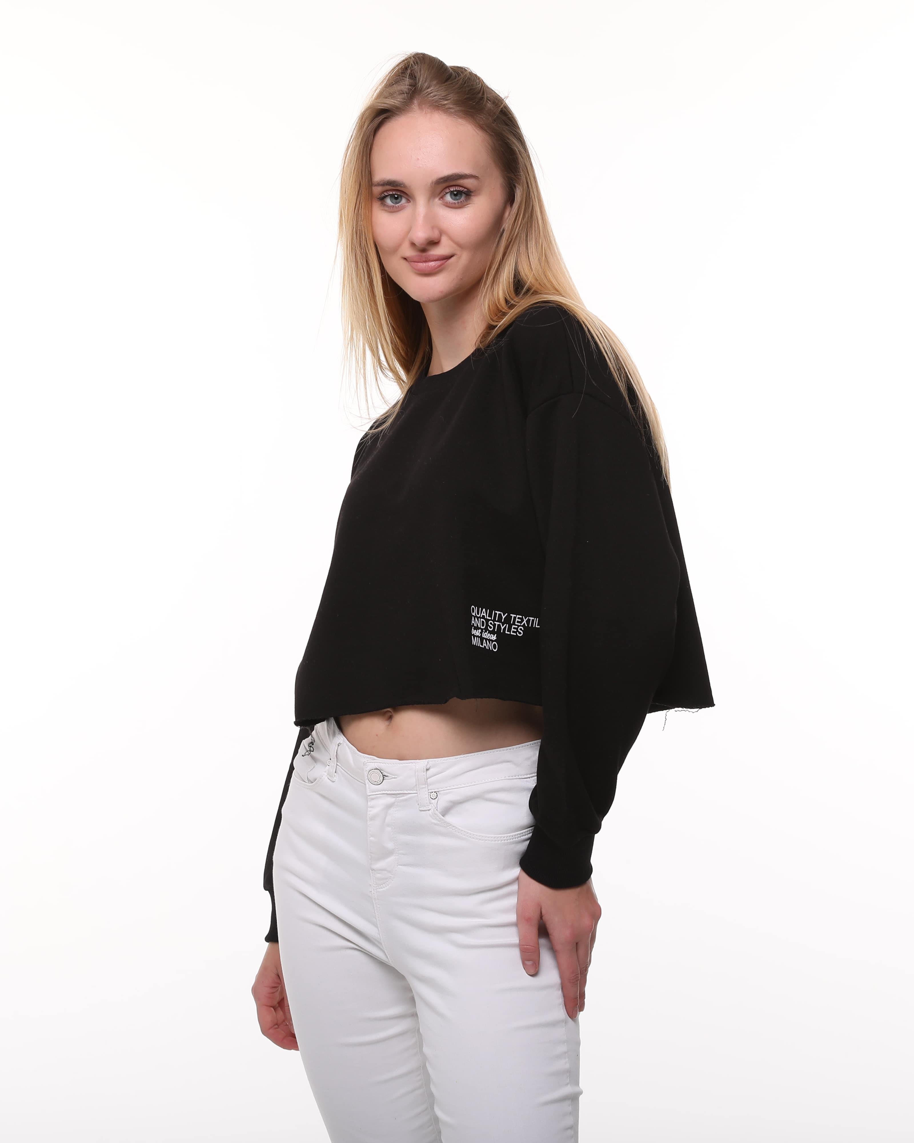 Kadın Siyah Renk Baskılı Sweatshirt