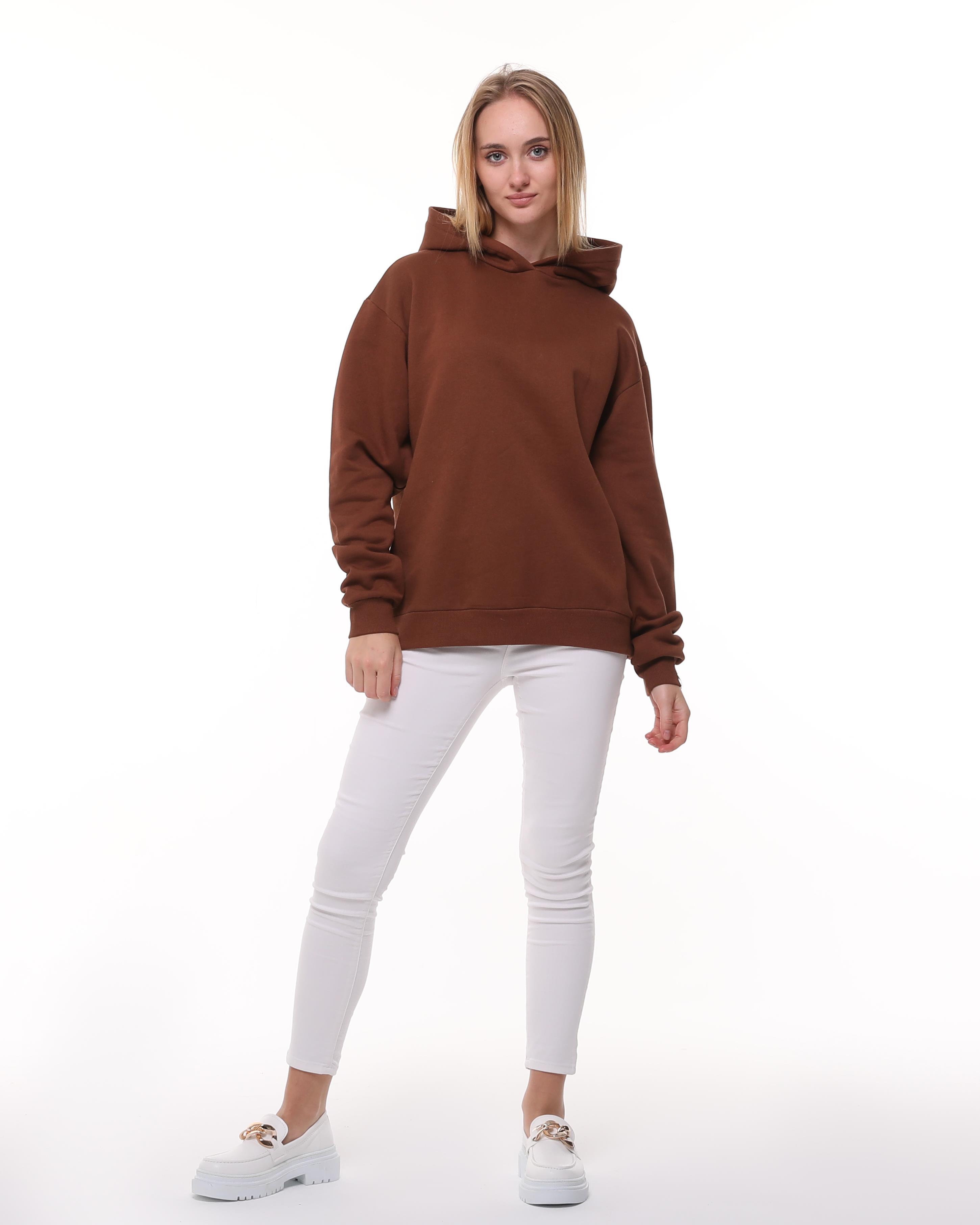 Kahverengi Oversize Şardonlu Sweatshirt