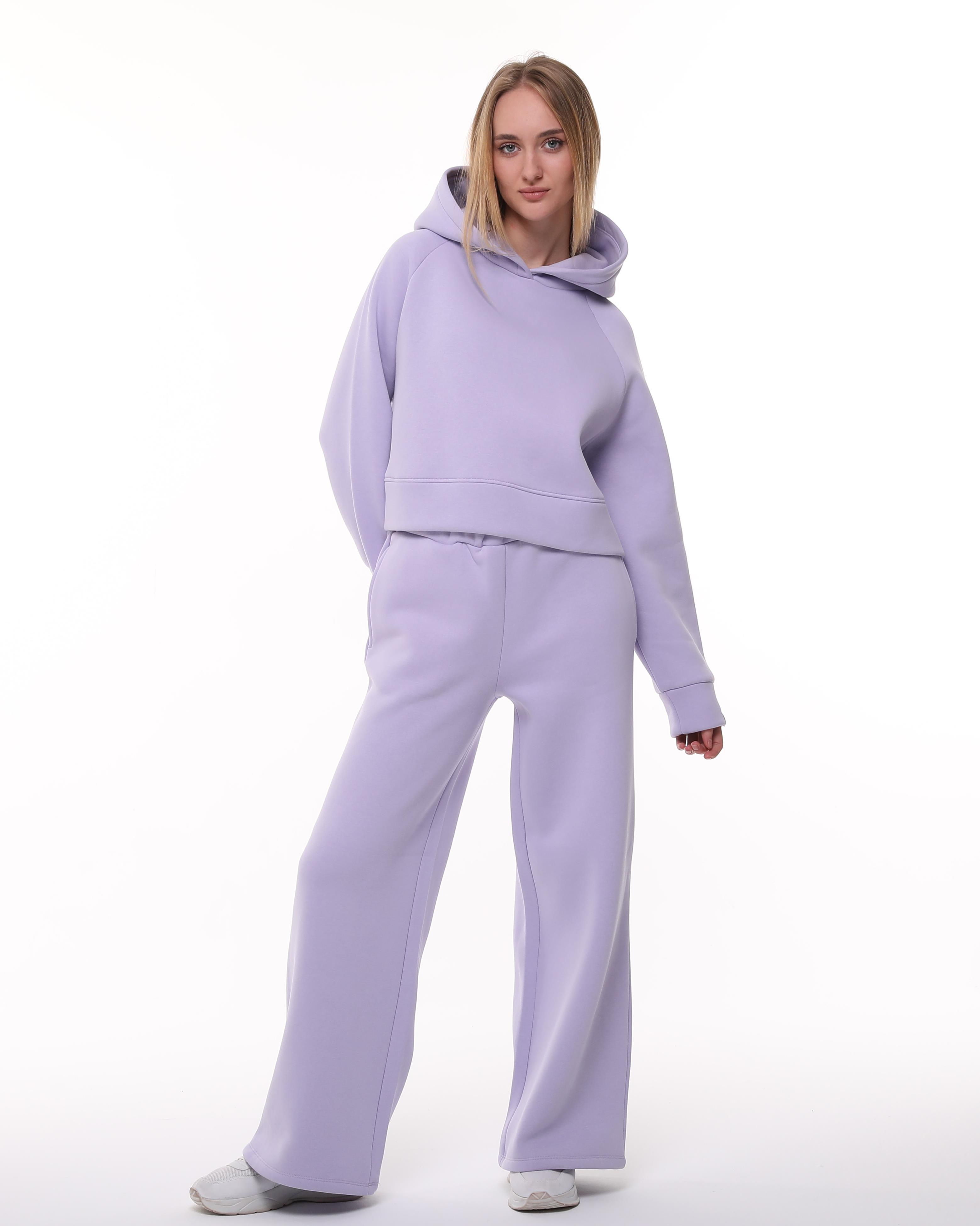 Lila Reglan Kol Şardonlu Crop Sweatshirt