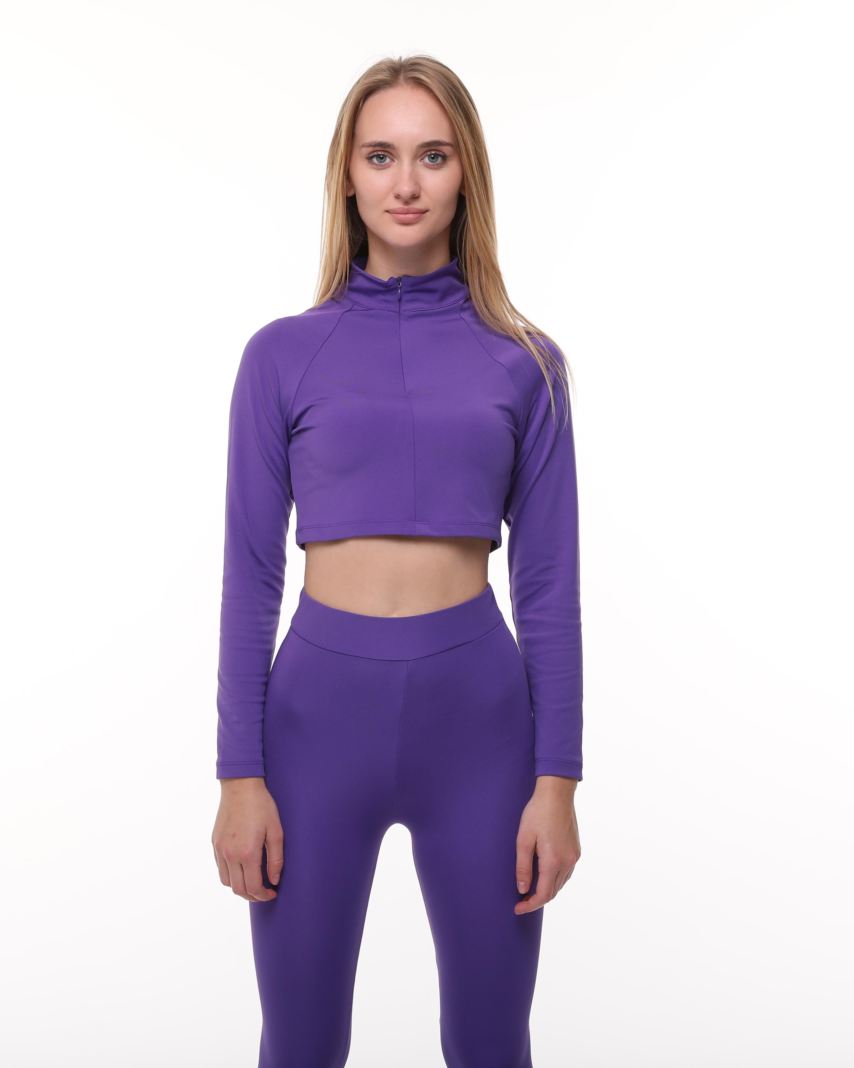 Mor Dik Yaka Crop Top Bluz