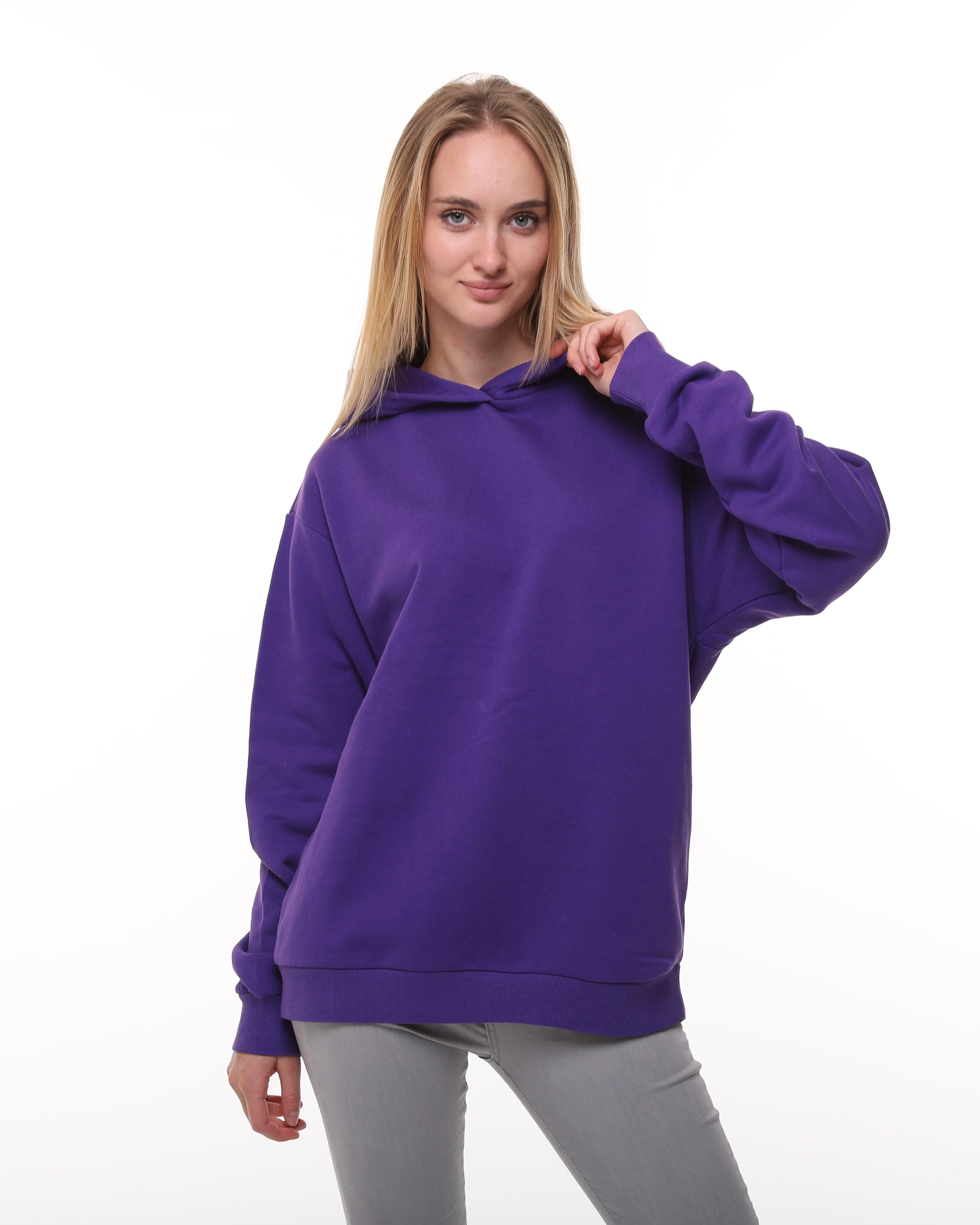 Mor Oversize Şardonlu Sweatshirt