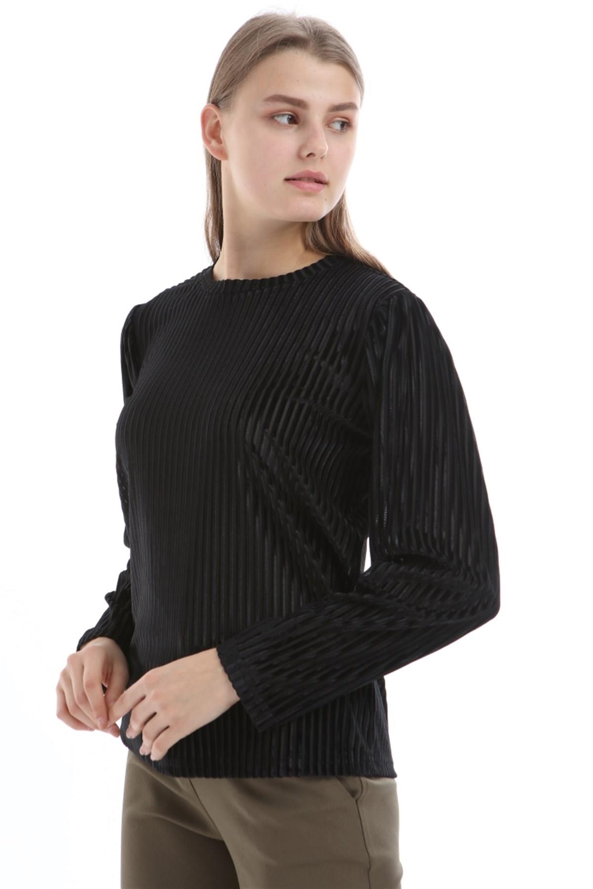 Siyah Kadife Sweatshirt