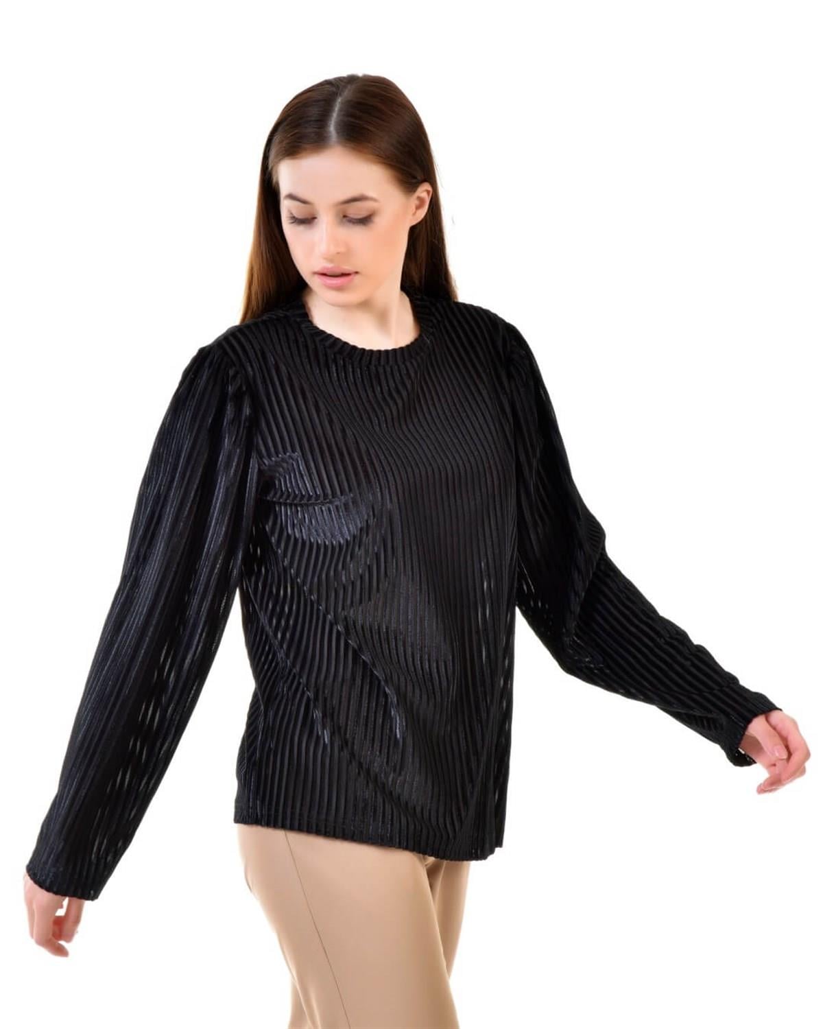 Siyah Kadife Sweatshirt