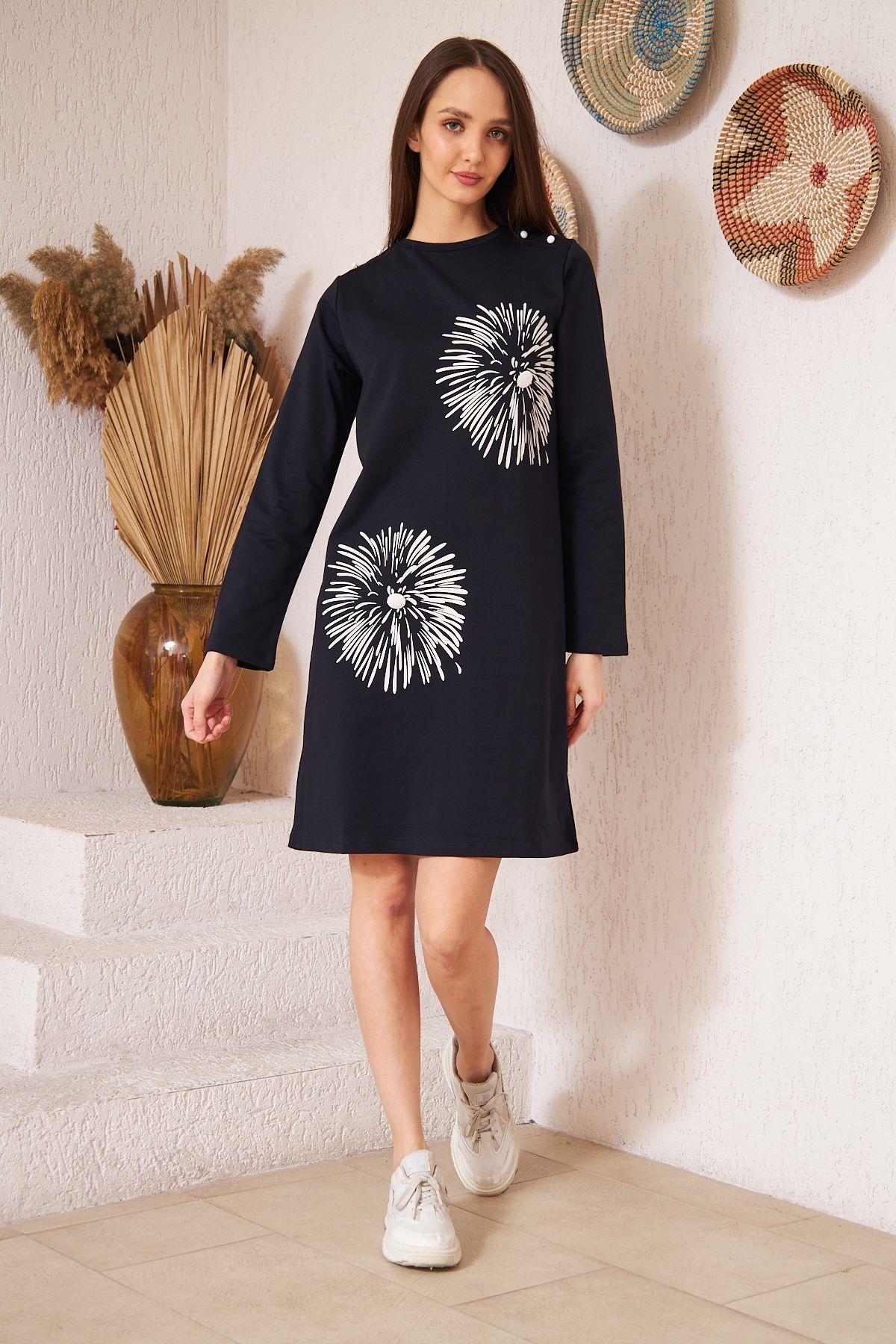 Lacivert Düğme Detaylı Tunik DM60346