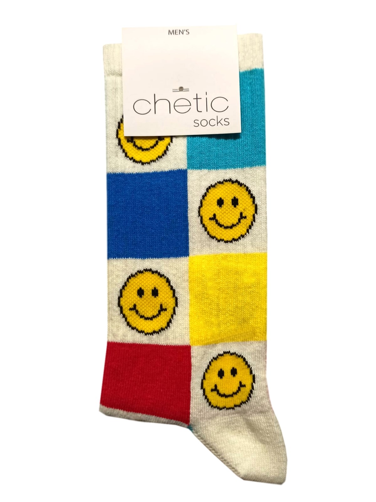 Gülen Yüz Emojili Krem Soket Çorap| Chetic