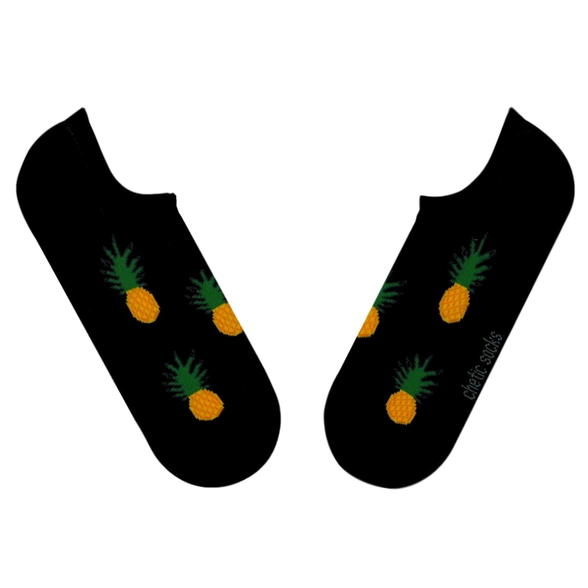 Ananas Desenli Siyah Sneaker Çorap | Chetic