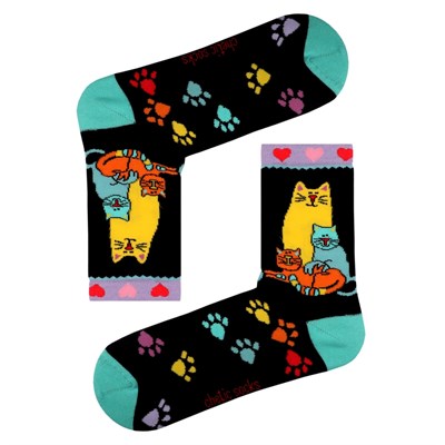 Siyah Soket Sevimli Kedili Çorap | Chetic