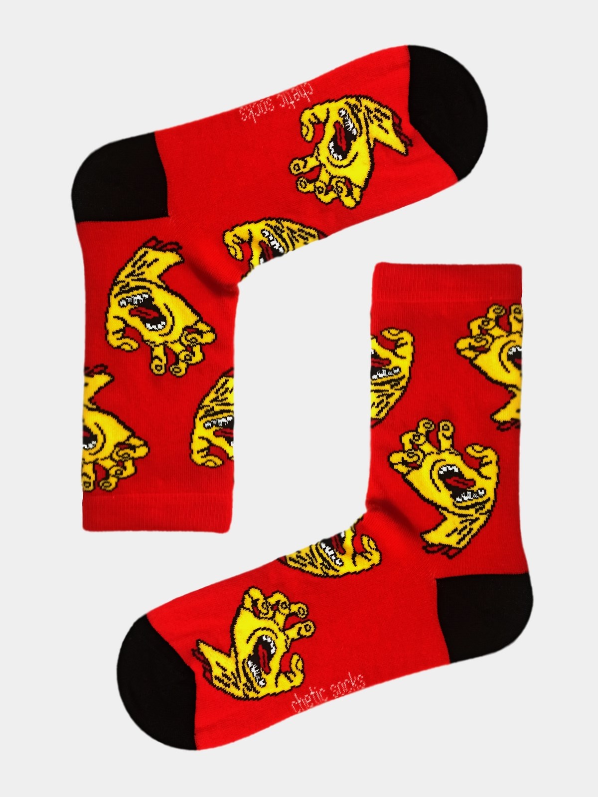 Yaratık El Desenli Kırmızı Soket Çorap| Chetic