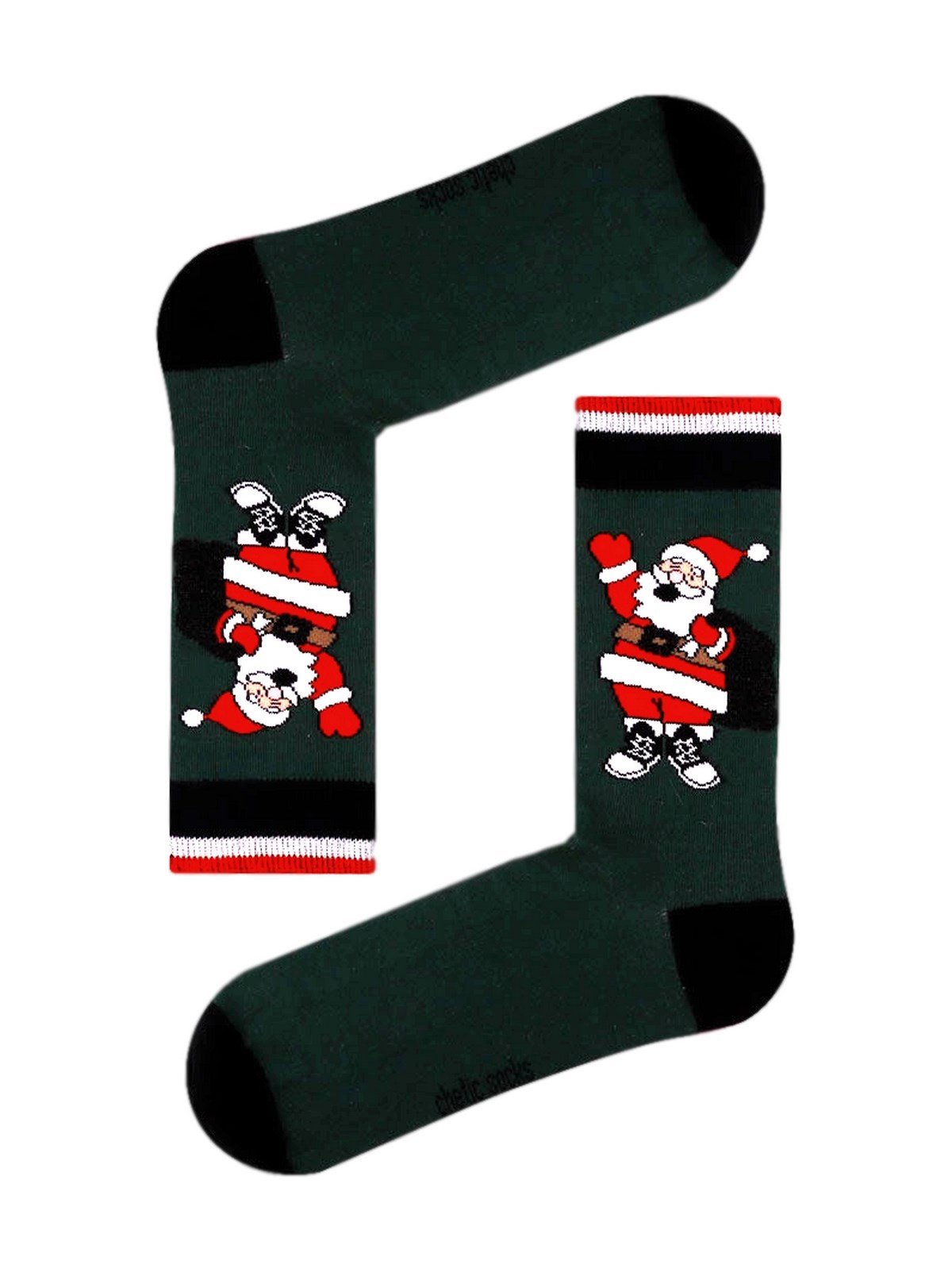 Yeşil Soket Noel Baba Desenli Çorap