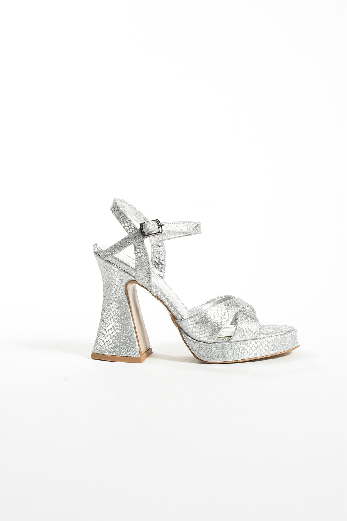 Diane Gümüş Platform Simli Kadın Topuklu Ayakkabı