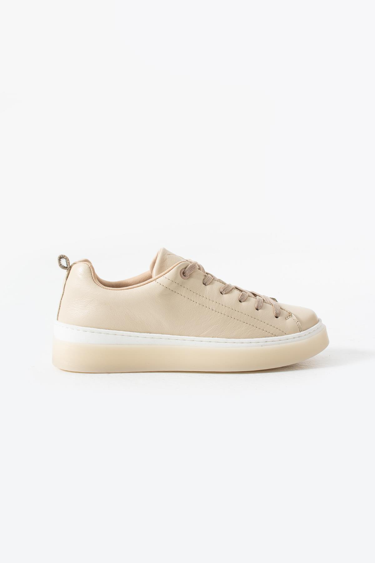 Heysel Krem Gerçek Deri Günlük Kullanım Kadın Spor Ayakkabı