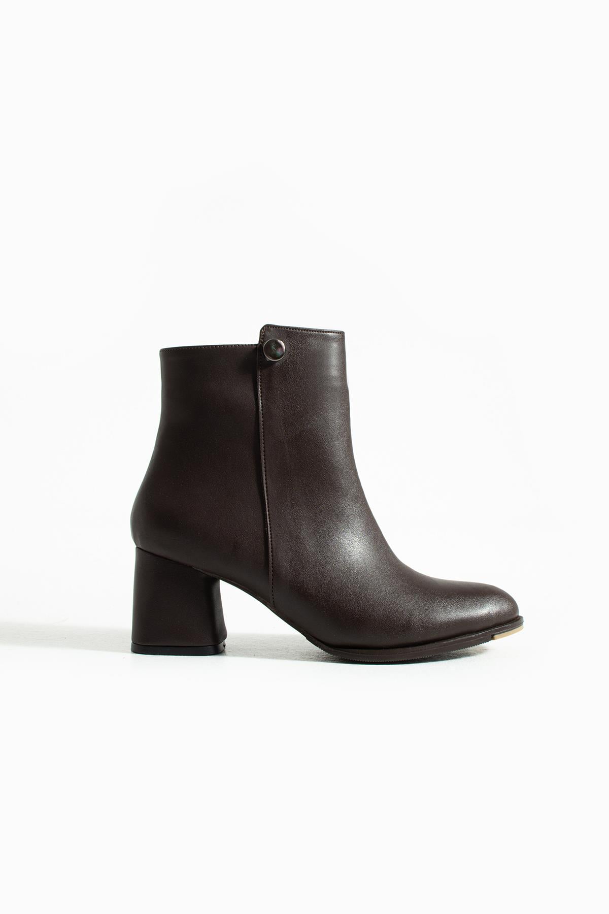 Joan Kahve Oval Kalıp Günlük Kullanım Kadın Topuklu Bot