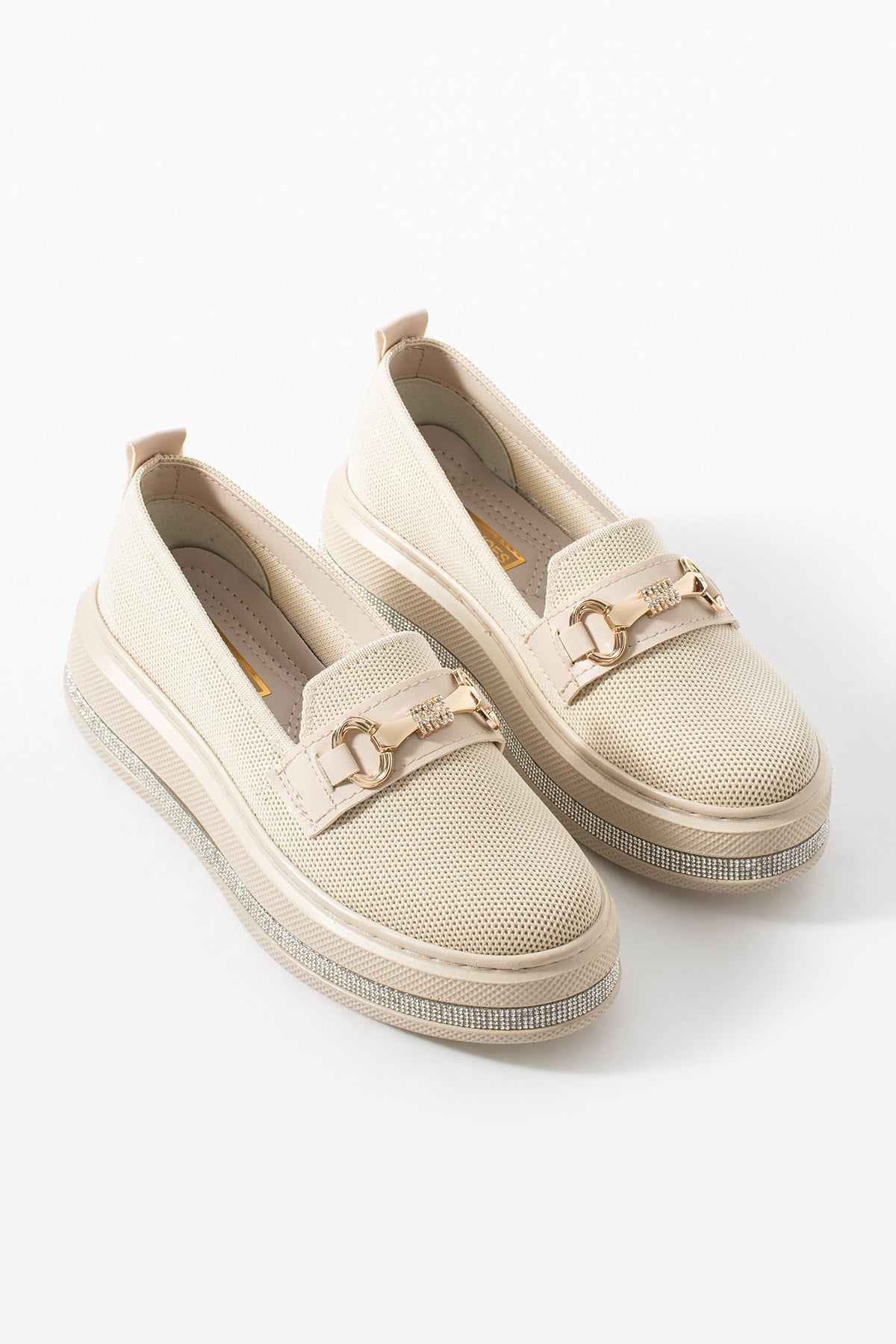 Lufi Bej Triko Taş Detay Günlük Kullanım Kadın Ayakkabı