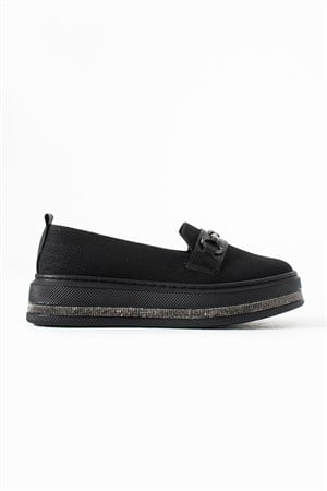 Lufi Siyah Triko Taş Detay Günlük Kullanım Kadın Ayakkabı