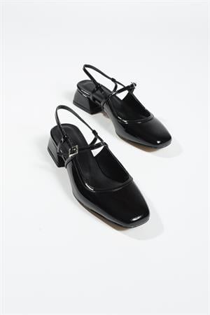 Savina Siyah Rugan Arkası Açık Kadın Babet Ayakkabı