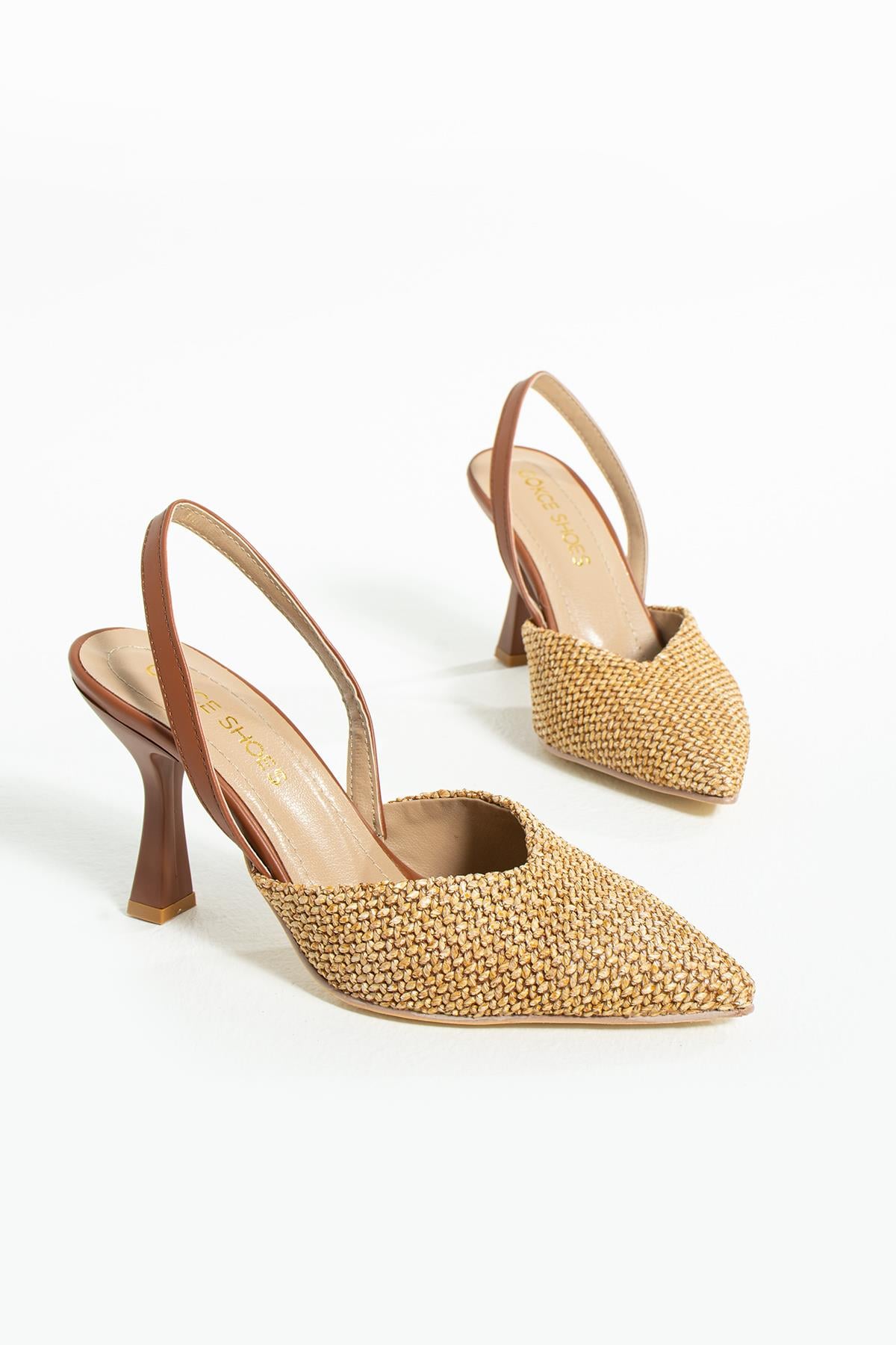 Anouk Taba Etnik Kumaş Detay Kadın Topuklu Ayakkabı