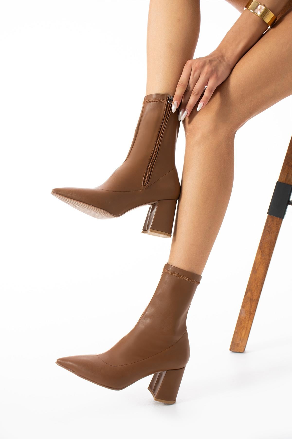 Forga Streç Bilekten Taba Kadın Topuklu Bot