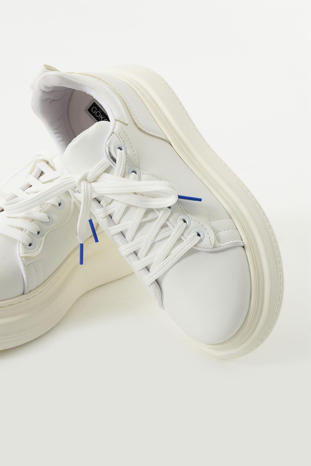 Frida Beyaz Kalın Taban Günlük Kullanım Kadın Spor Ayakkabı