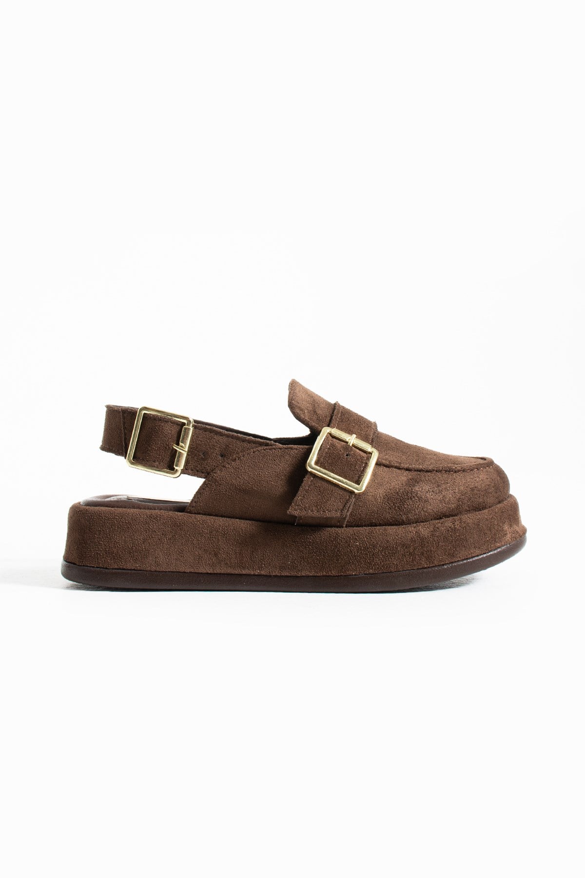 Gretel Kahve Süet Kemer Detay Burnu Kapalı Kadın Terlik