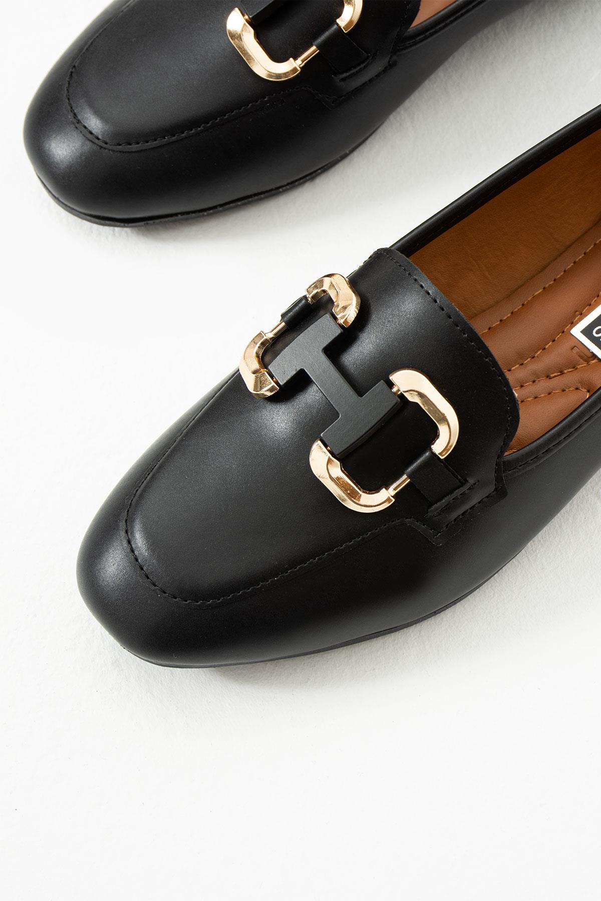 Jimena Siyah H Toka Anatomik Taban Kadın Babet Ayakkabı