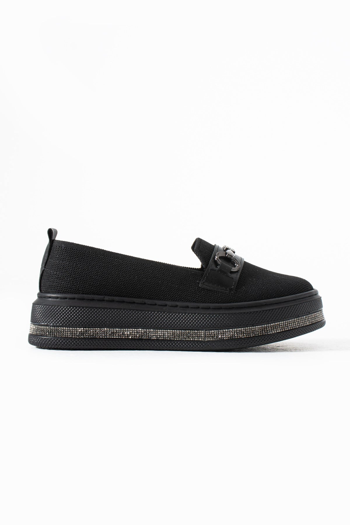 Lufi Siyah Triko Taş Detay Günlük Kullanım Kadın Ayakkabı