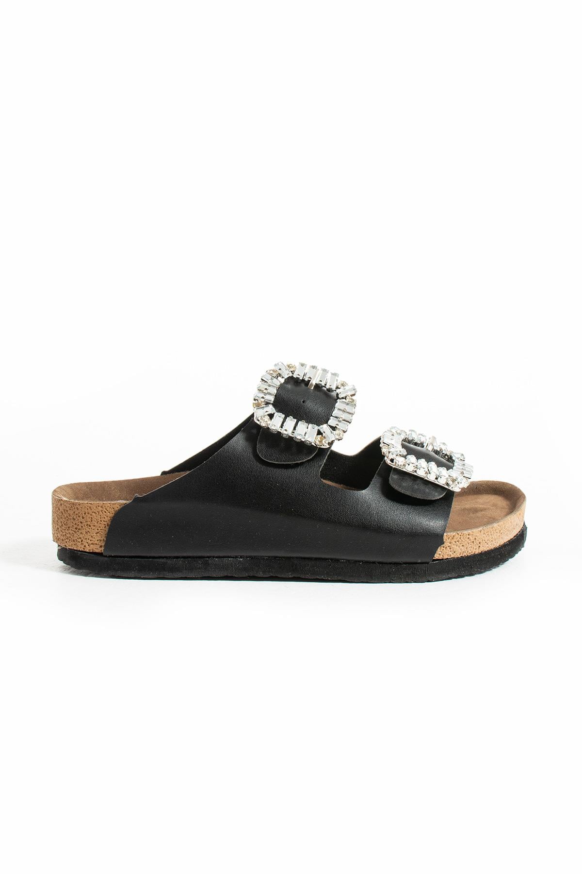 RİNA SİYAH MAT TAŞLI TOKA DETAY KADIN TERLİK