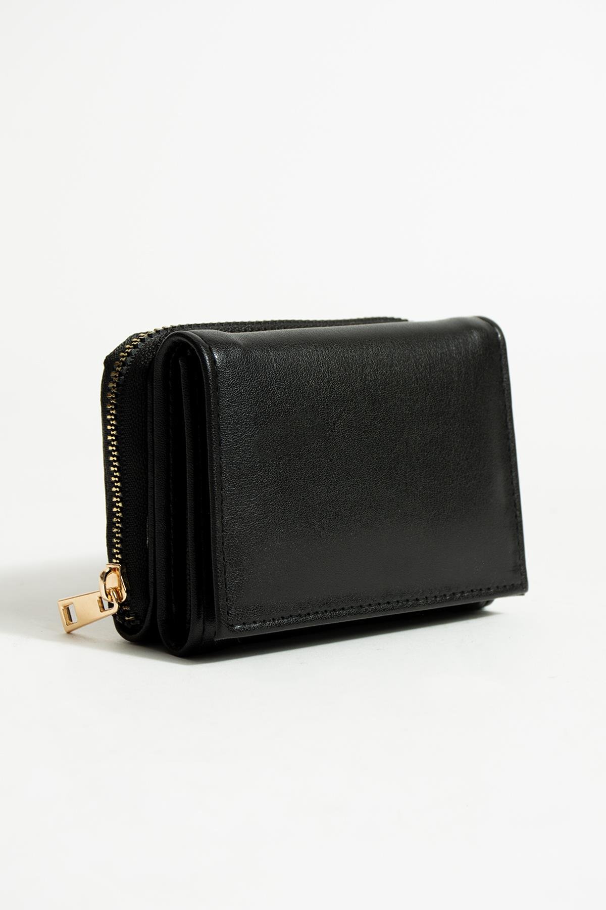 Sue Siyah Kartlık Bölmeli Fermuarlı Cüzdan