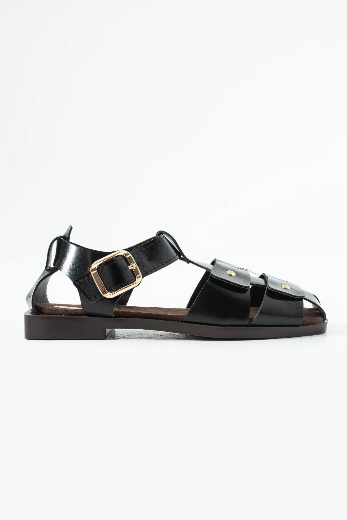 Thalisse Siyah Burnu Kapalı Kemer Detay Kadın Sandalet