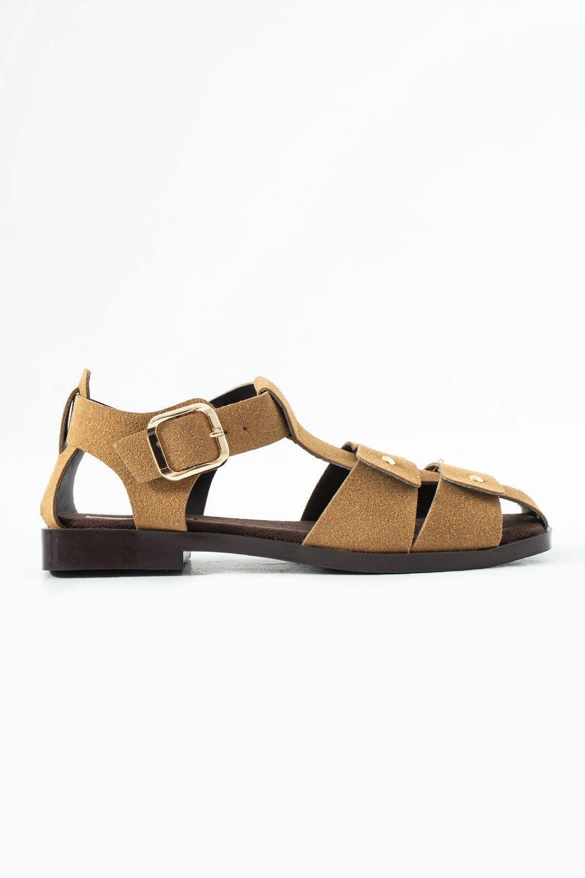 Thalisse Taba Süet Burnu Kapalı Kemer Detay Kadın Sandalet