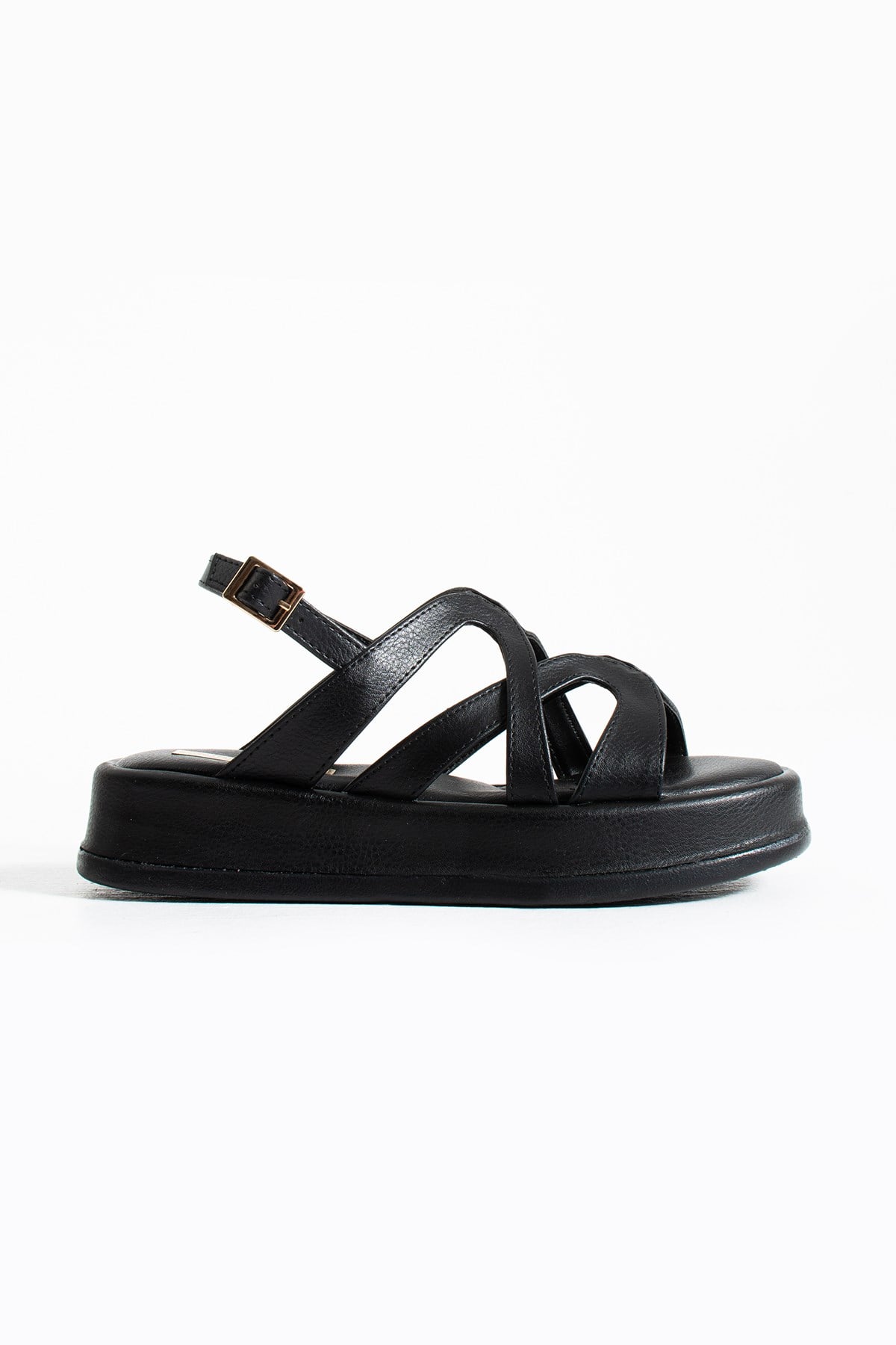 Wren Siyah Çapraz Model Günlük Kullanım Kadın Sandalet