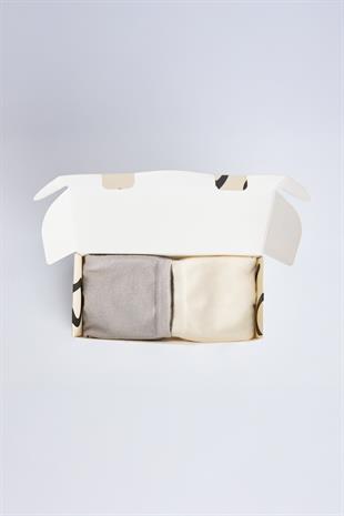 2Lİ BAMBU ÇORAP SET EKRU-TAŞ